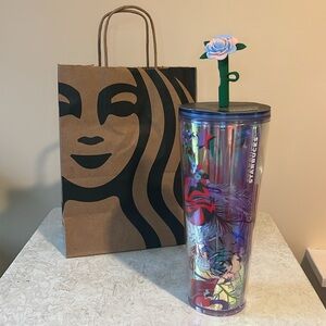 NEW Starbucks Rose Silicon Straw Topper Winter 2023 Floral Tumbler